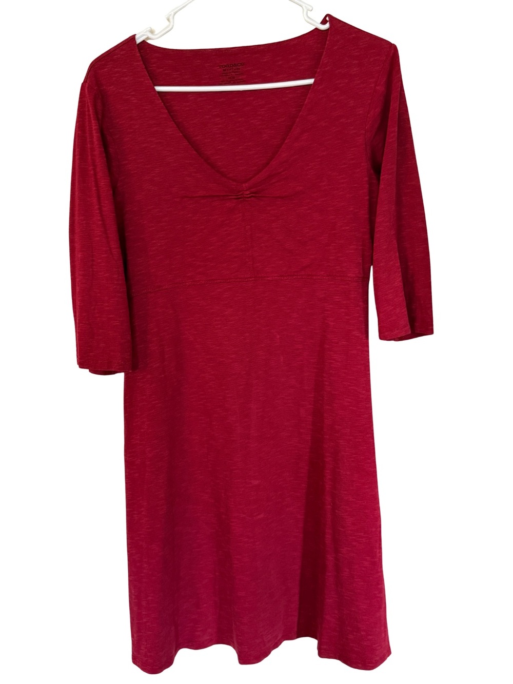 Toad&Co Rosalinda Eco Knit Dress Red V-Neck 3/4 Sleeve M